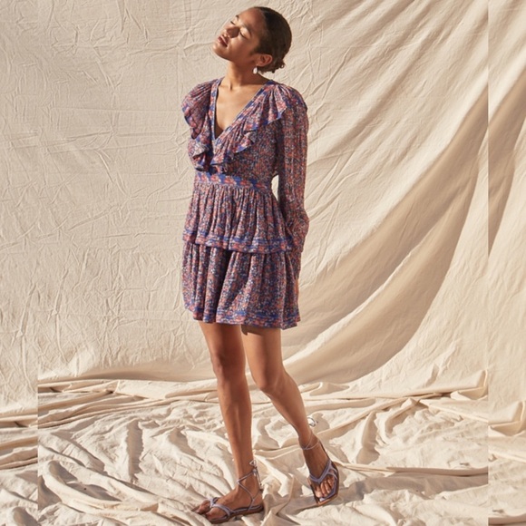 New SAYLOR Mamie Metallic Floral Ruffle Mini Dress XL - Picture 1 of 6